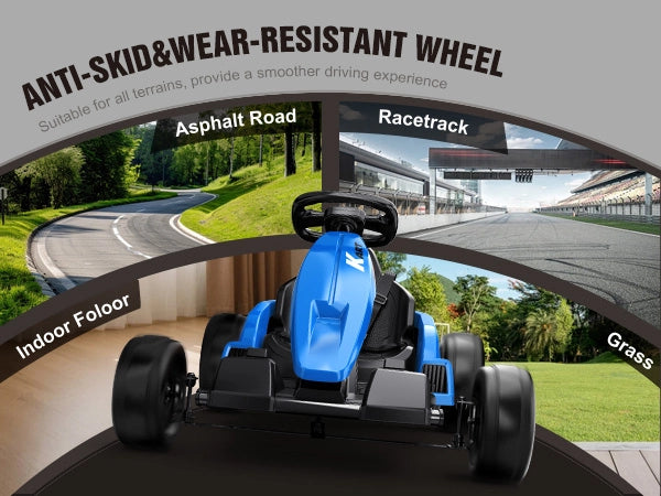 Akeleo kids electric go-kart - anti skid wear resistant wheel blue go-kart
