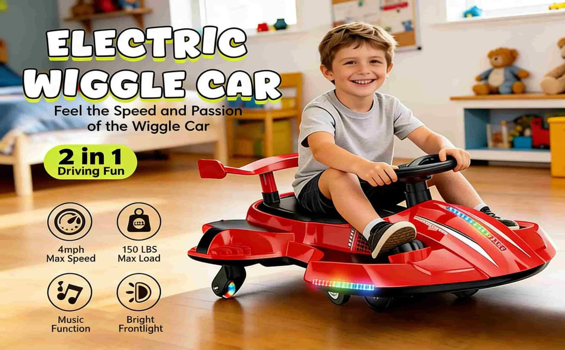 AKELEO 2-in-1 Electric Wiggle Car with PU Wheels for Hardwood Floors