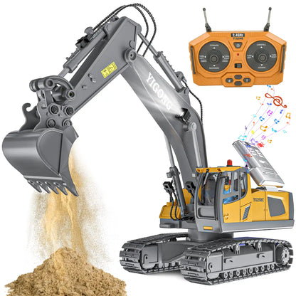2.4GHz professional remote control excavator toy YG258C with music, lights, and digging function for realistic sandbox play