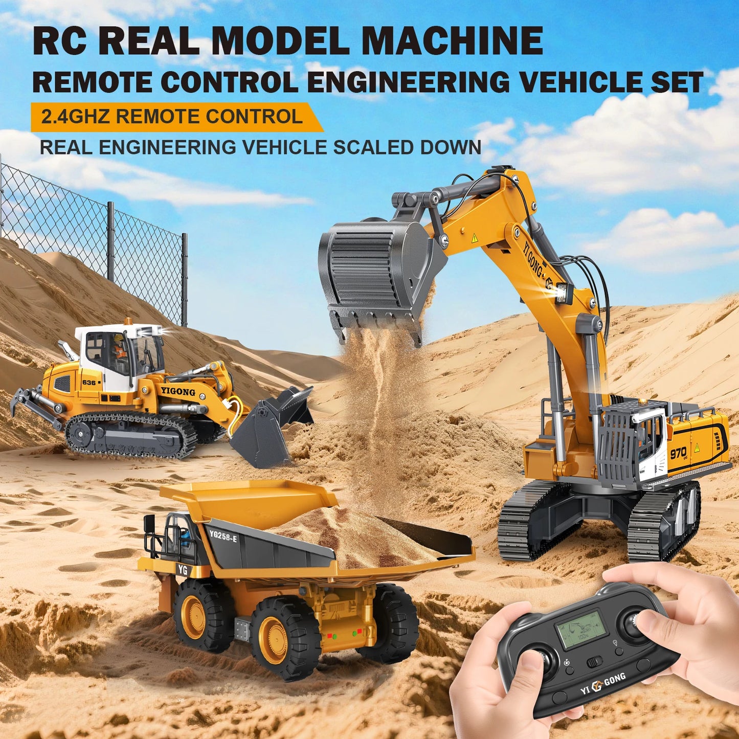 3-in-1 RC Excavator Set
