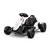 White electric drift go-kart for kids with bucket seat and adjustable seat belt on a white background.