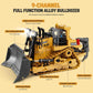 9-channel full function alloy RC bulldozer toy TG368-F with alloy dozer blade, lights, sound effects, and adjustable tracks