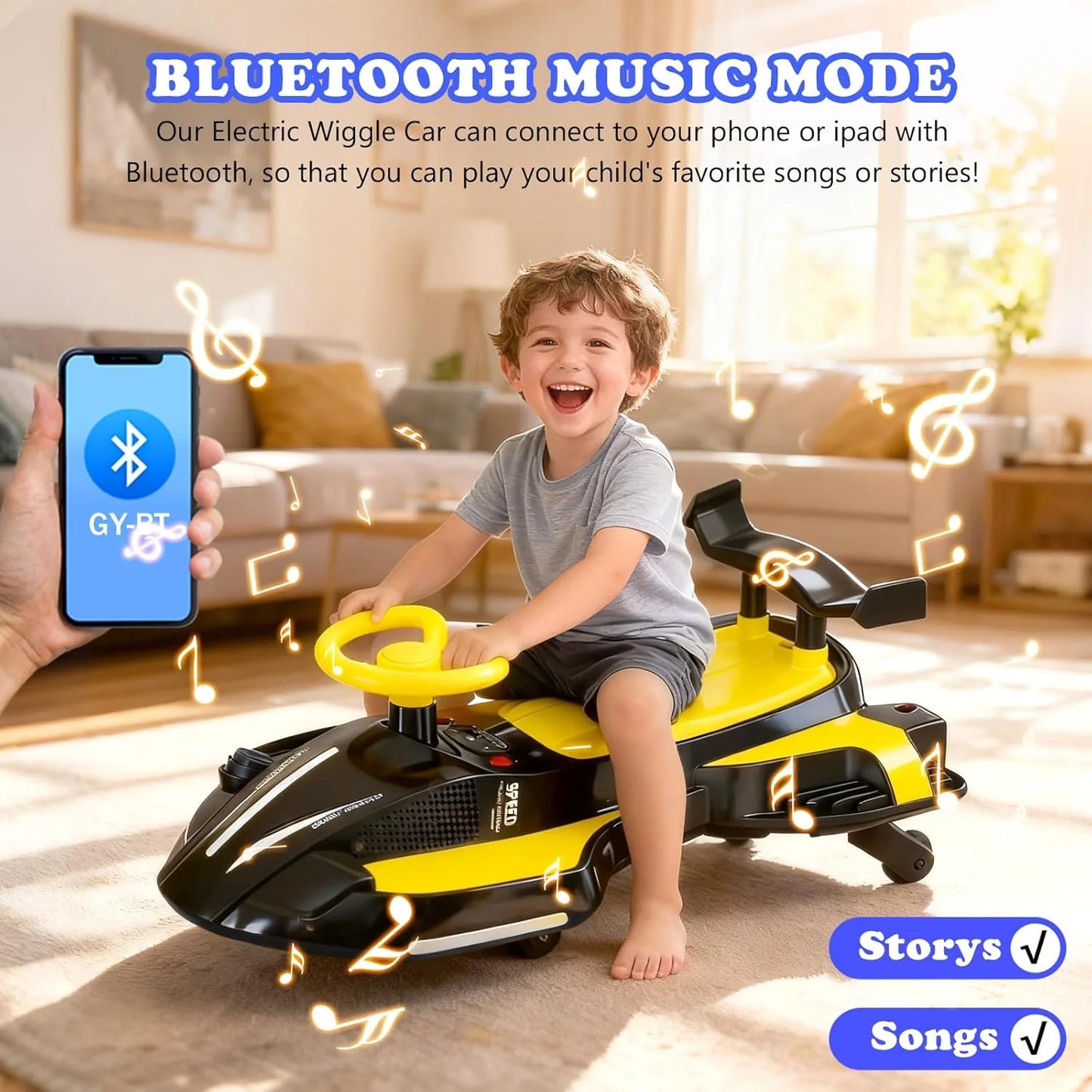 Akeleo electric wiggle car with Bluetooth music mode for kids ride-on play