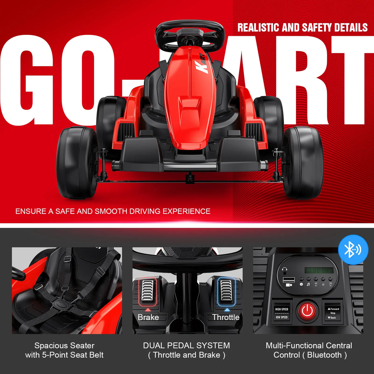 Akeleo kids electric go-kart - electric go-kart safety features and details