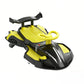 Akeleo yellow and black electric wiggle car with pedal, Bluetooth music, and anti-rollover wheels