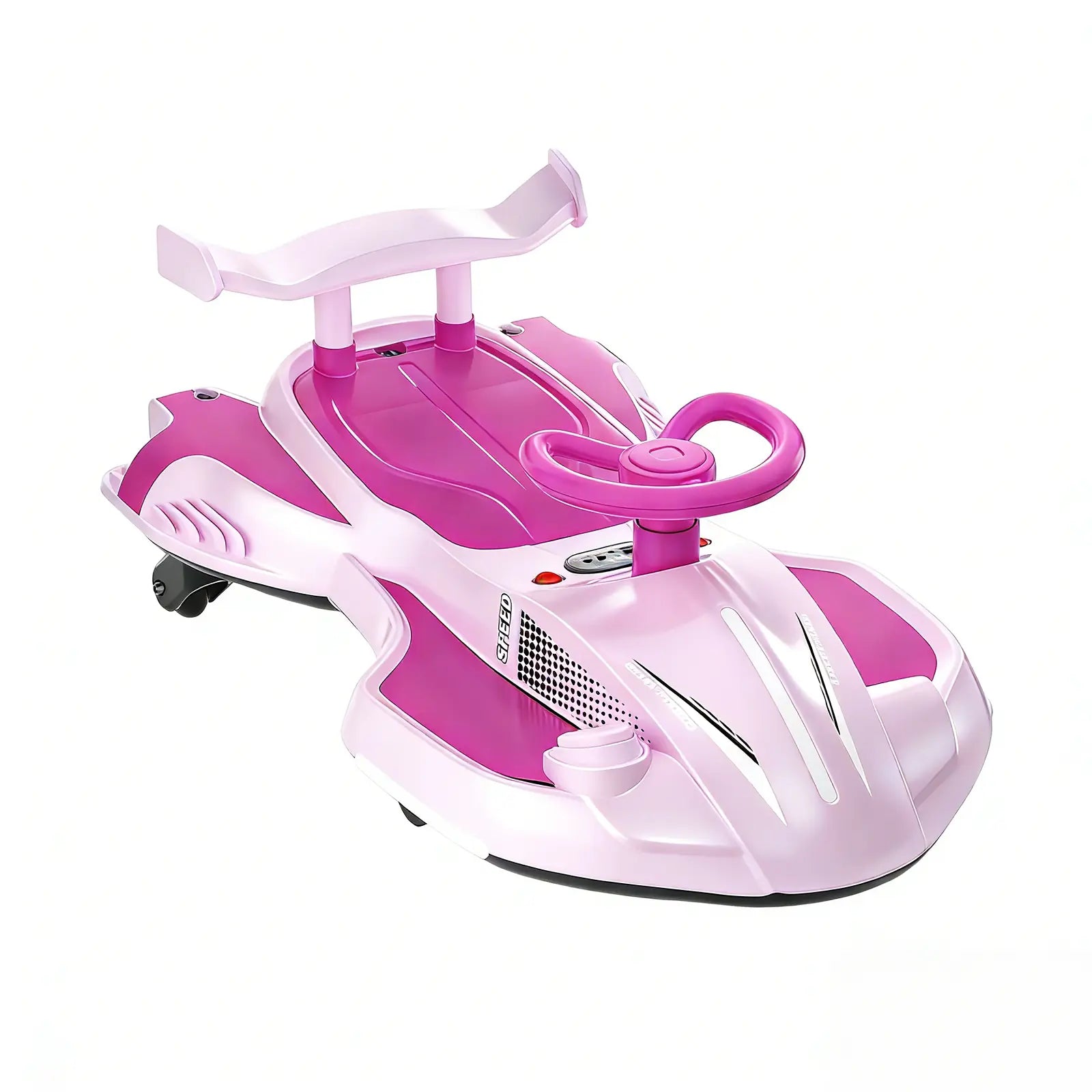 Akeleo pink electric wiggle car with pedal, lights, music, and parent-child ride-on design