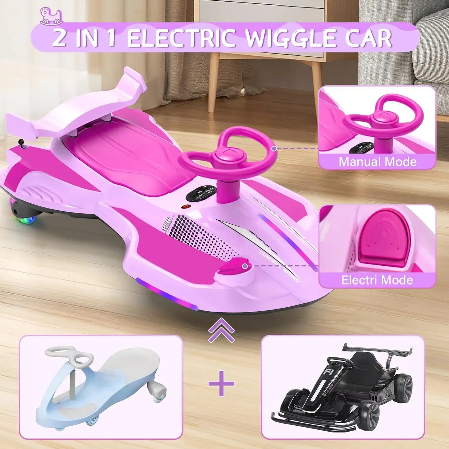 2-in-1 Electric Wiggle Car with Pedal
