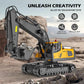 Professional 1/24 scale alloy RC excavator toy YG258C with alloy bucket, 680-degree rotation, simulation sound effects, and one-click demo features