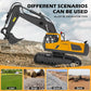 Professional alloy RC excavator toy YG258C designed for all-terrain play on lawn, slope, gravel, and sand