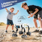 All-terrain remote control robot dog toy performing stunts outdoors, rugged design with durable mecanum wheels for off-road play, fun interactive STEM robotic pet for kids, outdoor active play toy.